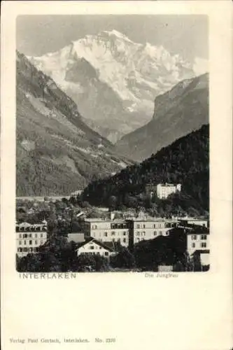 Ak Interlaken Kt. Bern Schweiz, Teilansicht, Jungfrau