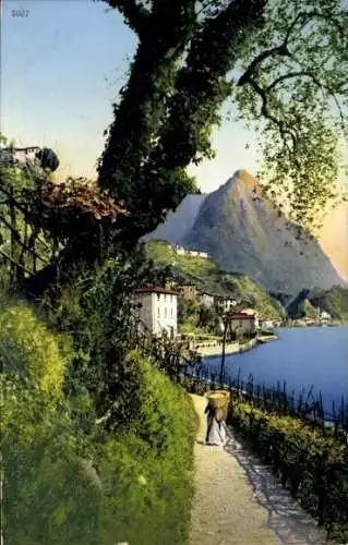 Ak San Mamette Lago di Lugano Tessin Schweiz, Strada per Oria