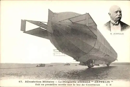 Ak Zeppelin Luftschiff über dem Bodensee, Graf Zeppelin