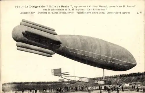 Ak Französisches Luftschiff Ville de Paris, M. Henri Deutsch