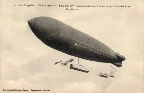 Ak Französisches Luftschiff Ville de Nancy