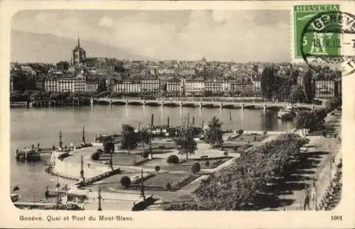 Ak Genève Genf Schweiz, Quai, Pont du Mont-Blanc