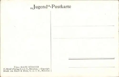 Künstler Ak Fidus, Jugendstil, Kalte Schauer, Frau im Regen