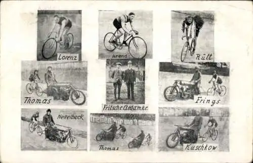 Ak Radrennsport, Lorenz, Arend, Rütt, Frings, Kuschkow, Thomas, Nettelbeck, Steherrennen