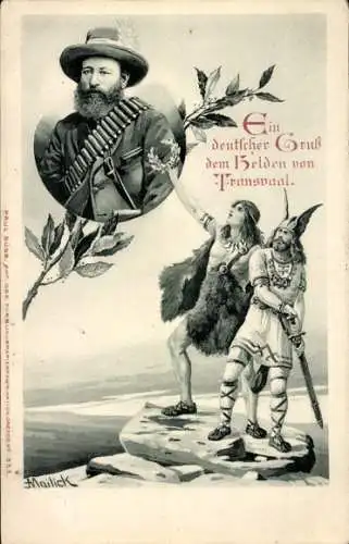 Künstler Ak Mailick, General Koos de la Rey, Burenkrieg