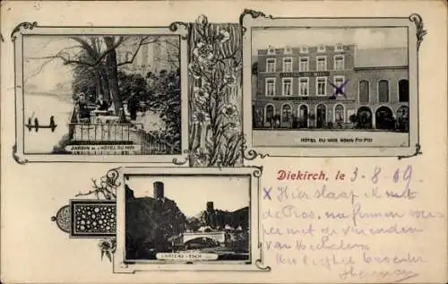 Ak Diekirch Luxemburg, Hotel du Midi, Chateau