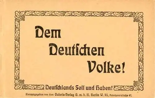 Set von 10 AK im Umschlag: Dem Deutschen Volke, Propaganda Kaiserreich