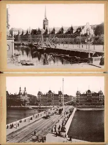 Set von 18 Kabinettfotos im Original Einband, Kopenhagen, verschiedene Ansichten