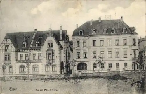 Ak Trier an der Mosel, Partie an der Moselbrücke