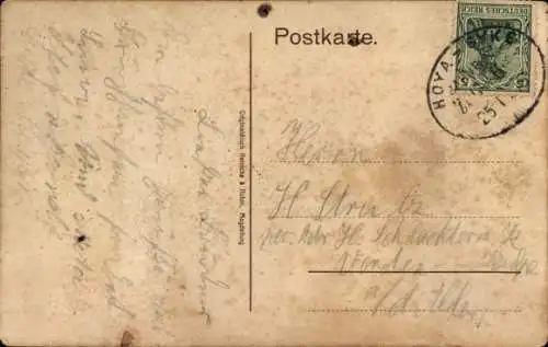 Bahnpoststempel Hoya - Syke, Zug 6, 21.1.1915, auf Ak