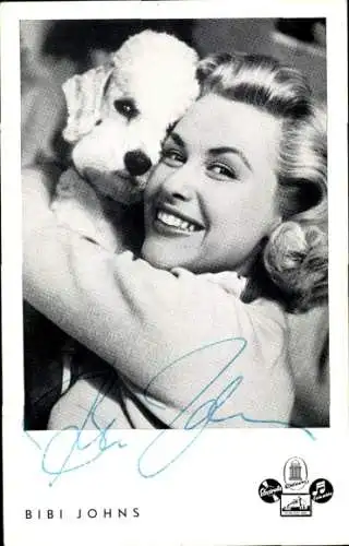 Ak Sängerin Bibi Johns, Portrait, Pudel, Autogramm