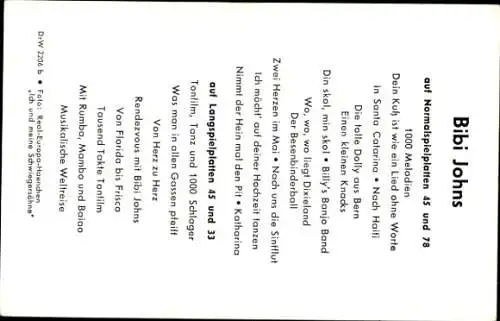 Ak Sängerin Bibi Johns, Portrait, Pudel, Autogramm