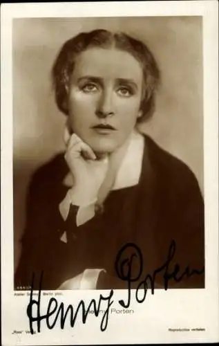 Ak Schauspielerin Henny Porten, Portrait, Ross Verlag 4447/1, Autogramm