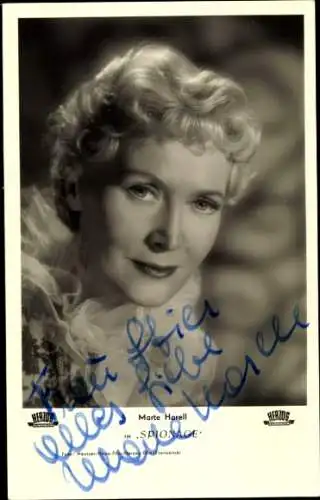 Ak Schauspielerin Marte Harell, Portrait, Spionage, Autogramm