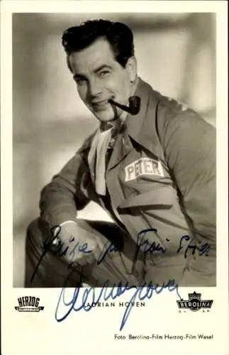 Ak Schauspieler Adrian Hoven, Portrait, Drei von der Tankstelle, Autogramm