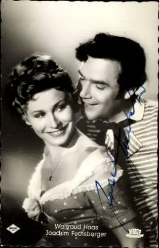 Ak Schauspielerin Waltraud Haas, Schauspieler Joachim Fuchsberger, Portrait, Autogramm