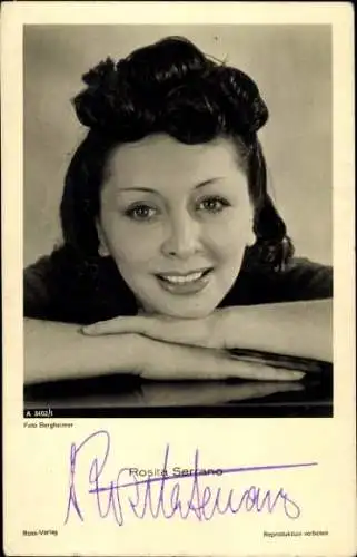 Ak Schauspielerin Rosita Serrano, Portrait, Ross Verlag A 3402/1, Autogramm