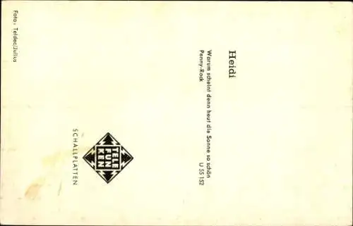 Ak Sängerin Heidi, Portrait, Telefunken-Schallplatten, Autogramm