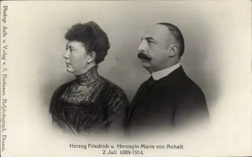 Ak Herzog Friedrich und Herzogin Marie von Anhalt, 02. Juli 1914, Portrait