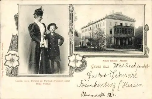 Ak Bad Arolsen in Hessen, Schloss, Louise, Fürstin zu Waldeck-Pyrmont, Prinz Wolrad