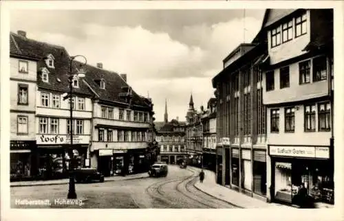 Ak Halberstadt am Harz, Hoheweg, Geschäfte