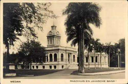Ak Medan Sumatra Indonesien, Rathaus und Javasche Bank
