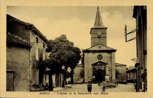 Ak Alban Tarn, Die Kirche und das Kriegerdenkmal