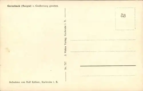Ak Gernsbach im Murgtal Schwarzwald, Panorama vom Großenberg aus