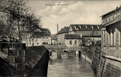 Ak Landau in der Pfalz, Altstadtpartie, Brücke