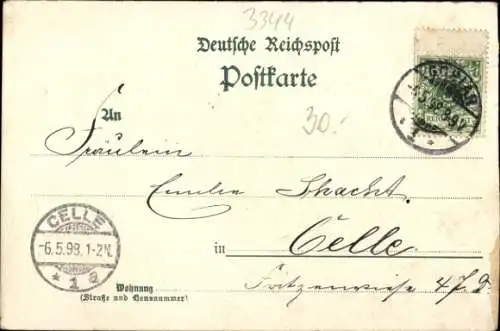 Litho Burgdorf bei Salzgitter, Gastwirtschaft, Gesamtansicht, Kaiserpfalz