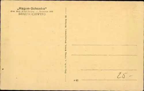 Ak Braunschweig in Niedersachsen, Hagen-Schenke