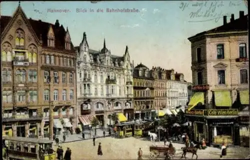 Ak Hannover in Niedersachsen, Bahnhofstraße, Straßenbahn