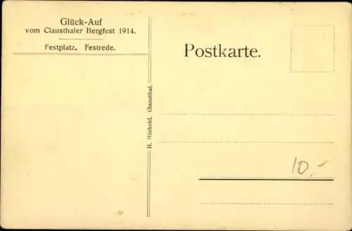 Ak Clausthal Zellerfeld im Oberharz, Bergfest, Festplatz, Festrede, 1914