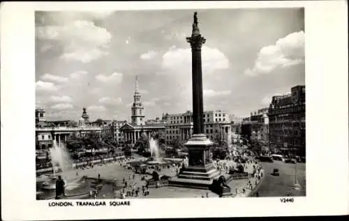 Ak London City England, Trafalgar Square, Nelson Monument