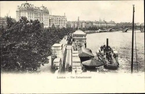 Ak London City England, Themse-Ufer