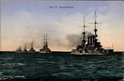 Ak Deutsche Kriegsschiffe, II. Geschwader, Kaiserliche Marine