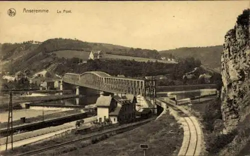 Ak Anseremme Wallonien Namur, Eisenbahnbrücke, Bahnschienen