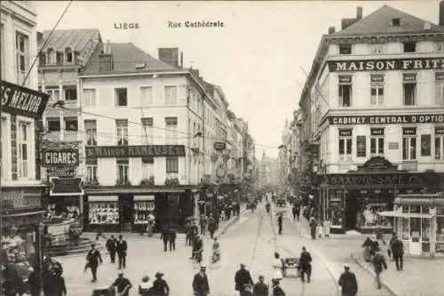 Ak Liège Lüttich Wallonien, Rue Cathédrale, Straßenansicht, Maison Fritz