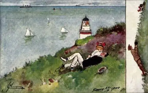 Künstler Ak Thackeray, Lance, Liebespaar auf einer Wiese