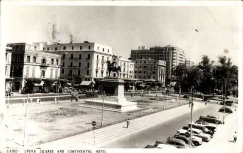 Ak Cairo Kairo Ägypten, Opernplatz und Continental Hotel