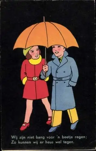 Ak Liebespaar unter einem Regenschirm