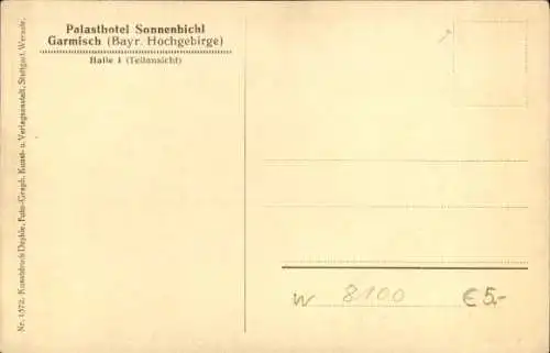 Ak Garmisch Partenkirchen in Oberbayern, Palasthotel Sonnenbichl, Halle I, Teilansicht