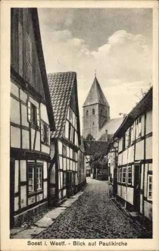 Ak Soest in Westfalen, Paulikirche, Fachwerkhäuser