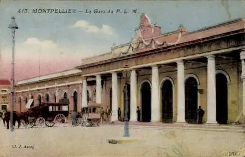 Ak Montpellier Hérault, Bahnhof P.L.M.
