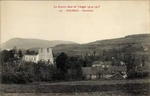 Ak Mandray Lothringen Vosges, Panorama, La Guerre dans les Vosges 1914-15