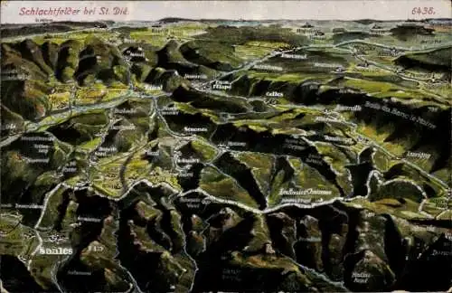 Landkarten Ak Saint Dié des Vosges, Schlachtfelder 1. WK