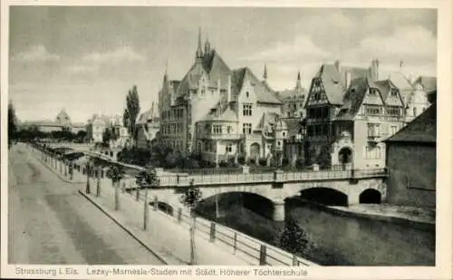 Ak Straßburg Elsass Bas Rhin, Lezay-Marnesia-Staden mit Städt. Höherer Töchterschule
