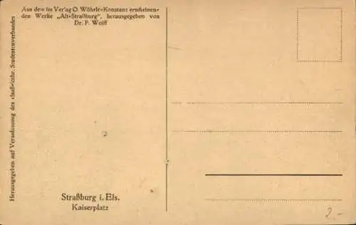 Ak Straßburg Elsass Bas Rhin, Kaiserplatz