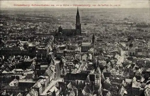 Ak Straßburg Elsass Bas Rhin, Fliegeraufnahme aus einem Ballon