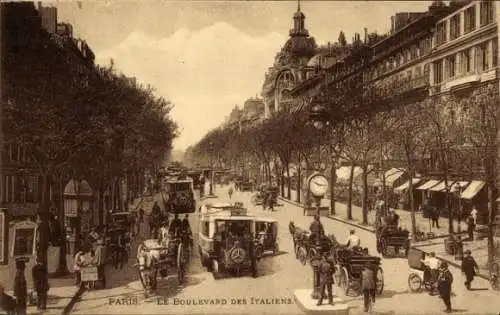 Ak Paris II, Boulevard des Italiens, Mercedes Autobus